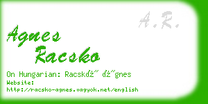 agnes racsko business card